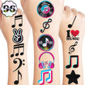 (96PCS) Music Note Notes Musical Motivational Pre-Cut Temporary Tattoos for Kids Birthday Themed Party Supplies Decorations Favors Super Cute Instrument Stickers Tattoo Gifts for Boys Girls Rewards