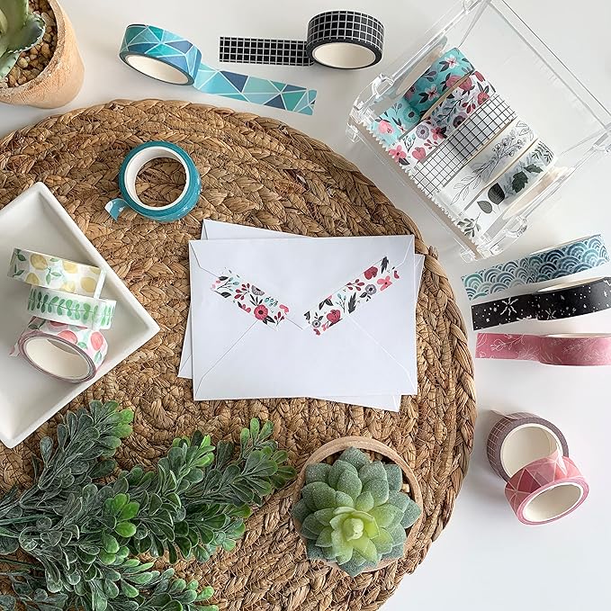 ZYNSHE Washi Tape Set of 16 Rolls of 15 mm Wide Cute Decorative Washi Tape for Journaling, Scrapbook, Washy Crafts, Bullet Journals, Planners, DIY Décor, Gift Wrapping, Craft Supplies (Serenity)