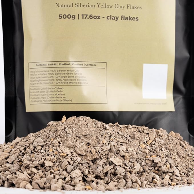 Siberian Yellow Clay Flakes | 17.5oz of Natural Yellow Clay, Pastel to Golden Yellow - Amazing Crunch, Satisfying Earthy, Velvety and Firm Texture, ASMR Sensation