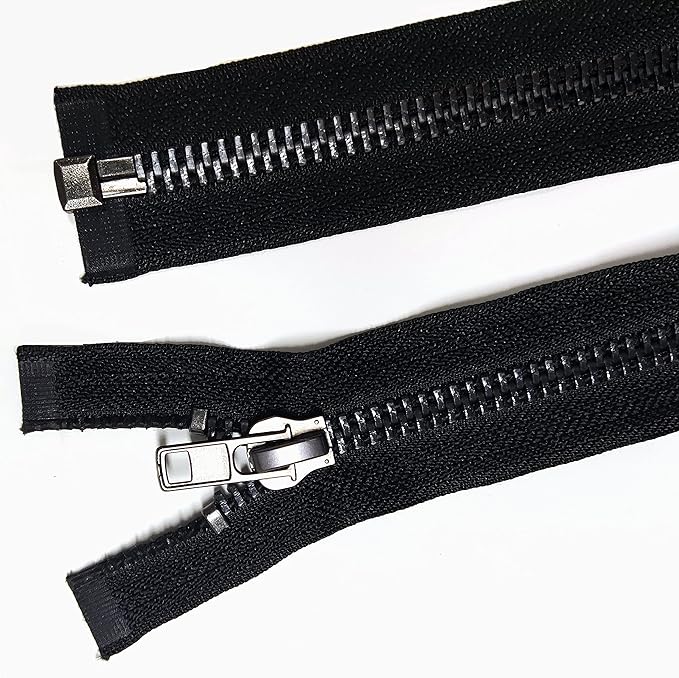 Leekayer #10 24 Inch Metal Zipper Black Nickel 60cm Separating Zipper for Sewing Crafts Jacket Coat Bags Dress Vest Luggage DIY Handmade Replacement Repair Heavy Duty