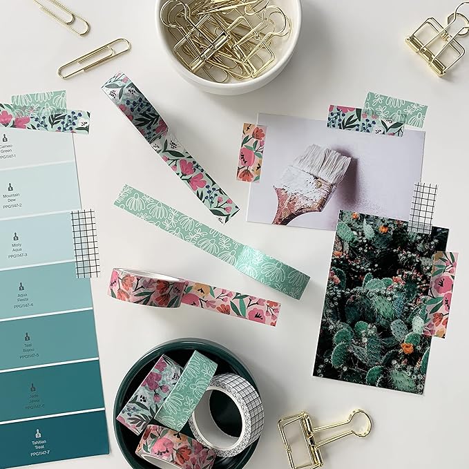 ZYNSHE Washi Tape Set of 12 Rolls of 15 mm Wide Cute Decorative Washi Tape for Journaling, Scrapbook, Washy Crafts, Bullet Journals, Planners, DIY Décor, Gift Wrapping, Craft Supplies (Retro)