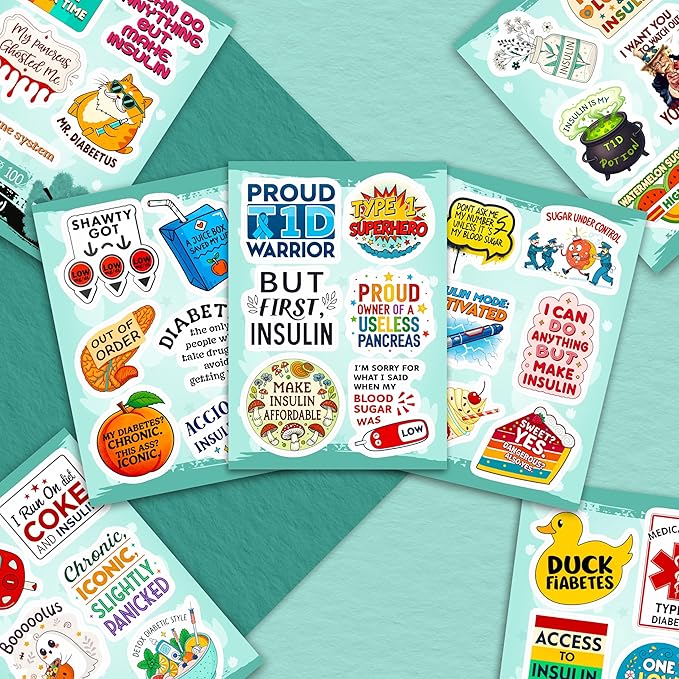 100Pcs Diabetes Stickers for Water Bottle - Diabetic Stickers and Decals - Diabetes Gifts for Diabetics - Gift for Women & Men