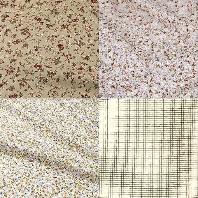 Hanjunzhao 42 5-inch Fabric Squares - Charm Packs for Quilting 5 inch - 5" Charm Quilt Squares - 5x5 Fabric Squares for Quilting, Sewing, Patchwork, and DIY Crafts, Light Coffee