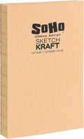 SoHo Urban Artist Open Bound Sketch Pads - Open Coptic Bound Sketch Pads for Drawing, Calligraphy, Any Dry Media, & More! - [Kraft - 5.6x8.26 - Single]