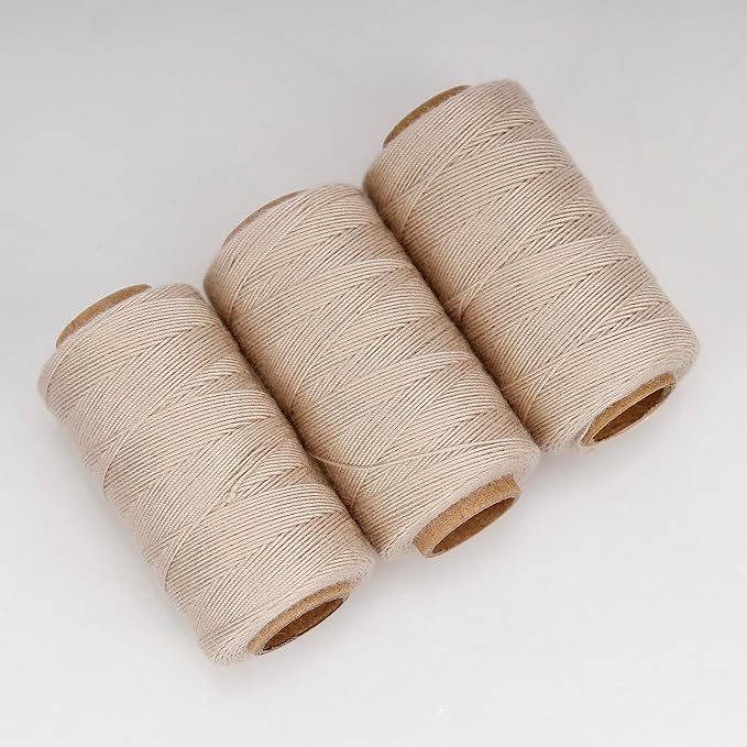 Lusecarl Polyester Thread 110 Yards Each Spool for Hair Extensions, 3 Rolls Weave Sewing Threads for Hand Sewing, Making Wigs DIY (3 Thread, Blond)