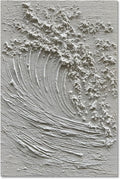 NANKAI Art Hand-Painted 3D Ocean Waves Oil Painting Natural Scenery White Abstract Canvas Art Mural 45x30 Inches