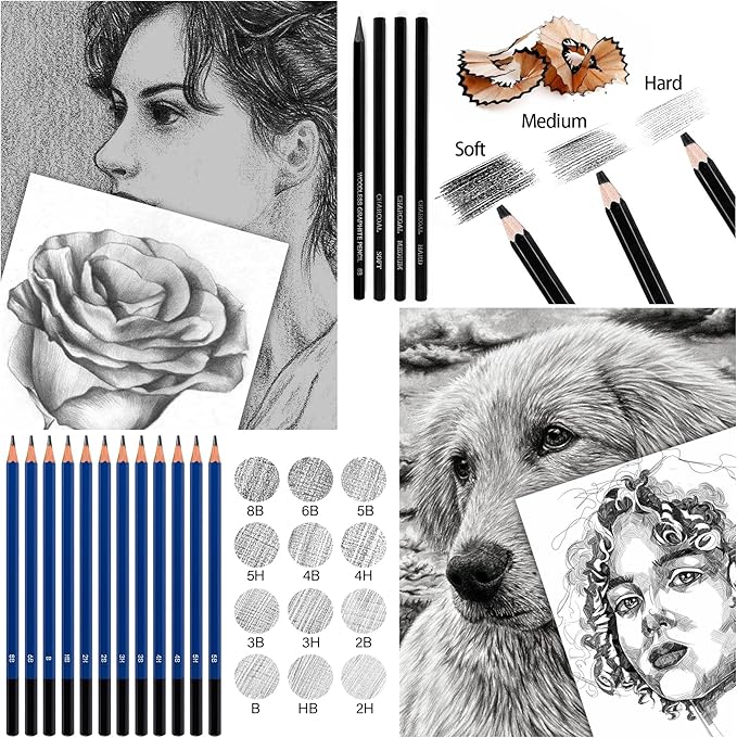 72pcs Colored Drawing Pencils Kit Sketching, Graphite Pencils With Convenient Case, School Art Supplies Gift for Artists Adults Teens Beginner, Ideal for Shading, Blending,Art Supplies Set