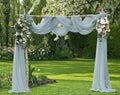 Warm Home Designs Wedding Arch Draping Fabric Bundle Has 2 216 Inch (18 Feet) Scarves in Silver Fabric Colors for Ceremony or Wedding Decoration. AD Silver & Silver 216”
