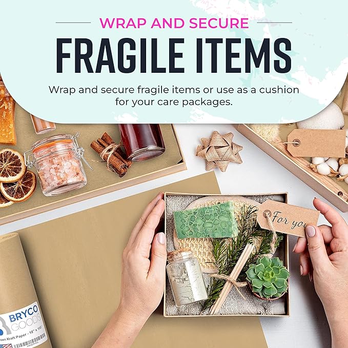 Bryco Goods 30" x 200' (2400") Brown Kraft Paper Roll - USA Made - Versatile for Different Arts and Crafts Projects - Pin Up Your Work Or School Notes - Create Vision Board for Your Bedroom