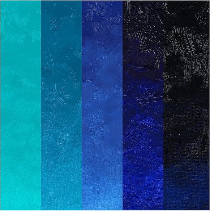 Tusc & Pine Artist Oil Paint - 40 ml Set of 5 - Ocean Blues - Non-Yellowing, Rich & Creamy Consistency, Maximum Pigment Load, Small Batch Milled Oil Paints Developed for Professional Artists