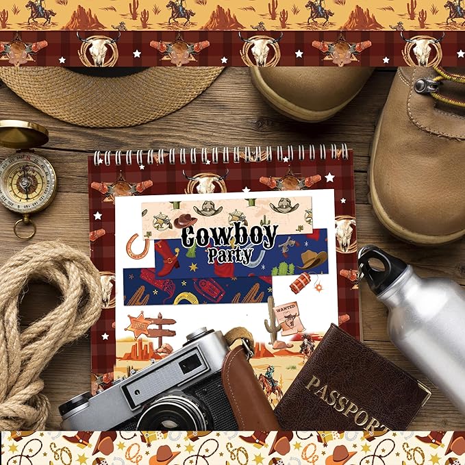 24 Sheets Western Cowboy Scrapbook Paper Pad Double-Sided Wild West Desert Cactus Rodeo Boots Patterned Decorative Craft Paper for Card Making Photo Album Journal DIY Craft, 11.8'' x 11.8''