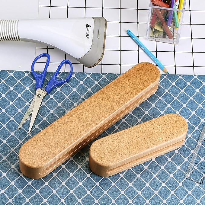 2 Pack Beechwood Tailors Clappers, Professional Sewing Tool for Flattening Fabrics and Point Pressing, Wooden Tailors Clapper for Sewing, Quilting, Ironing(12inch&7inch)
