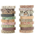 20 Rolls Skinny Vintage Washi Tape Set Retro Arts Adhesive Tapes Basic Patterns Decorative Masking Tape Sets for Craft, Kids, Scrapbook, DIY, Gift Wrapping (Through The Years)