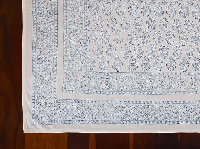 ATOSII Cotton Tablecloth Amalfi Blue 72" X 120" Inches Rectangle