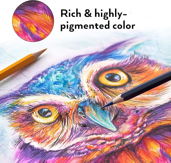 ARTEZA Watercolor Pencils Set of 120 Water-Soluble Colored Pencils for Blending, Layering, Painting, Lightfast Pigments with Soft Cores in Tin Case, Art Supplies for Adults, Artists, Holiday Gift Set