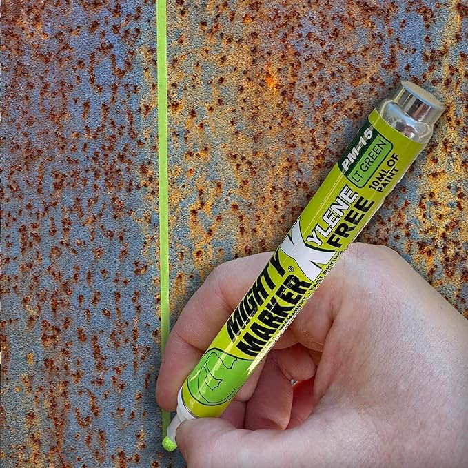 PM-15, Eco-Friendly Paint Marker, Alcohol-Based & Xylene-Free, Waterproof & Permanent, 10ml, 2.3mm Tip, 8 Bonus Tips, Made in USA, Light Green 8 Pack