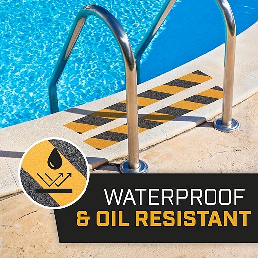 Lockport Anti Slip Tape - Black & Yellow Adhesive Grip Tape for Stairs 4” x 25ft for Roll | Stair Treads Non Slip Outdoor/Indoor - Heavy Duty Grip Warning Safety for Ramps and Steps