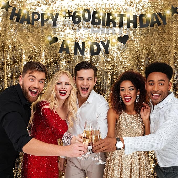 167Pcs DIY Glitter Customizable Banner Kit Happy Birthday Custom Letters Banner 30th Birthday Decorations Anniversary Personalized Banners Decor Death to My 20s Party Supplies(Shiny Black)