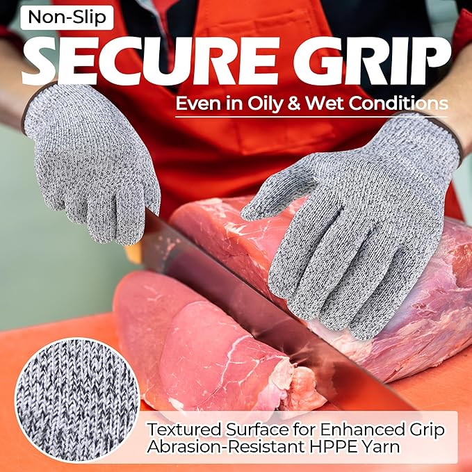HANDLANDY Cut Resistant Gloves for Adult & Kids, Food Grade Anti-Cut Safety Gloves for Cooking Mandolin Meat Cutting Fishing