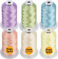 Simthread - 33 Selections - Various Assorted Color Packs of Polyester Embroidery Machine Thread Huge Spool 5500Y for All Sewing Embroidery Machines - 6xPastel Colors 1