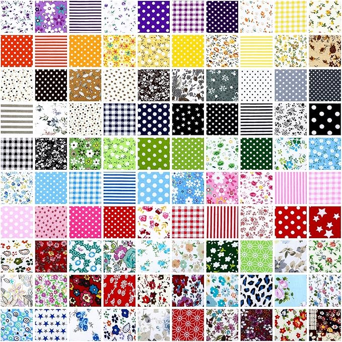 Tudomro 100 Pieces 10 x 10 Inches Cotton Fabric Squares Patchwork Quilting Fabric Bundles Layer Precut Quilt Material for DIY Craft Sewing Cloths Handmade Accessories(Floral)