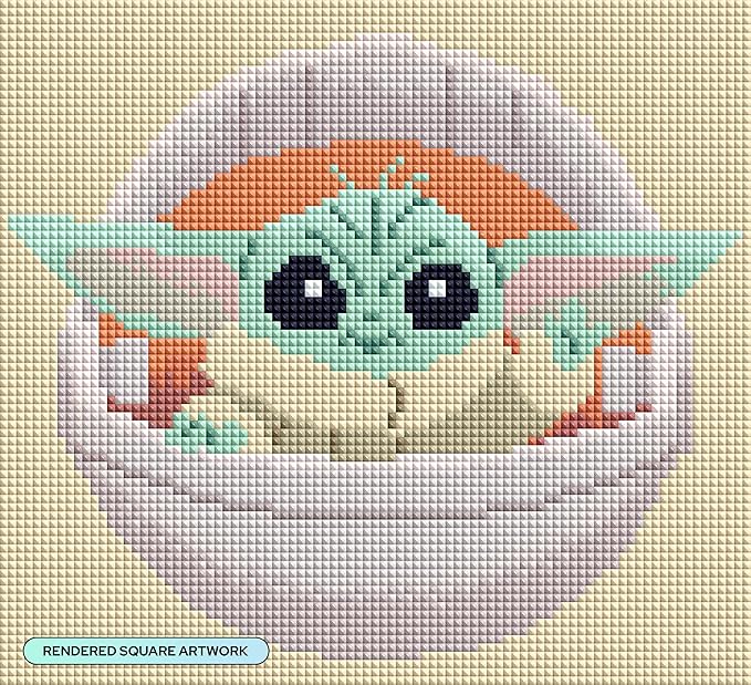 DIAMOND ART CLUB Grogu's Hover-Pram Diamond Painting Kit, Fun DIY Crafts for Adults, Square Diamond Art Canvas, 10" x 9"