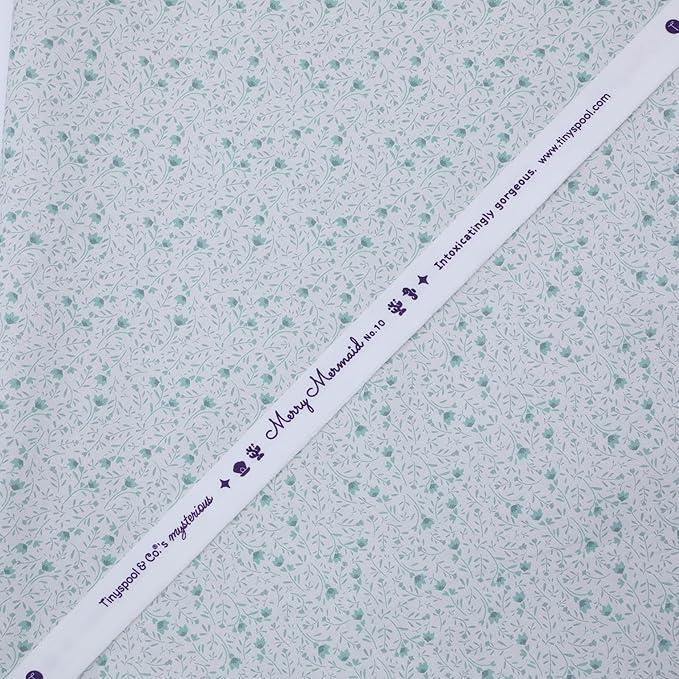 Tinyspool & Co. 100% American Cotton Fabric – 3 Yard Cut Quilting Fabric – Prewashed Preshrunk Yardage for Quilt Backing Borders Binding Sewing Crafts – Merry Mermaid No.10 – Mint White