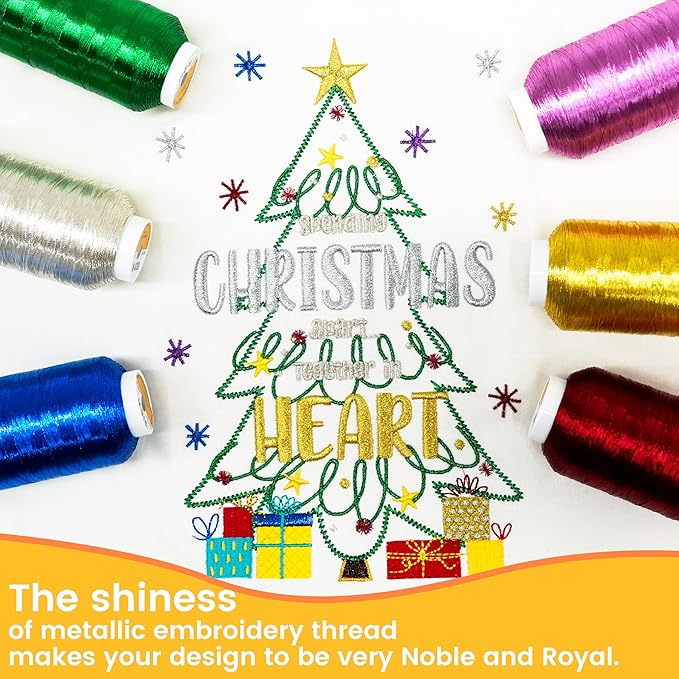 New brothread Single Huge Spool Metallic Embroidery Machine Thread 2500M (2735Y) Each for Commercial and Domestic Embroidery Machines - Silver M-019