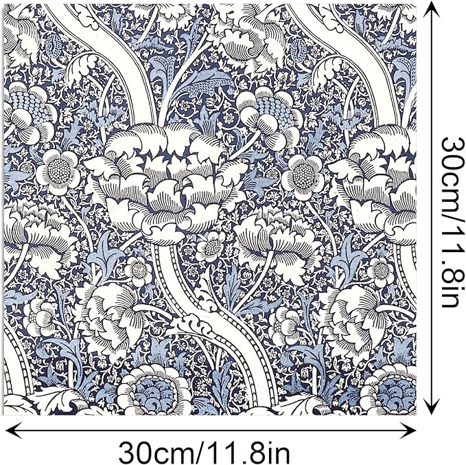 24 Sheets William Morris Scrapbook Paper Pad Double-Sided Vintage Floral Patterned Decorative Craft Paper for Card Making Photo Album Journal DIY Craft, 11.8'' x 11.8''