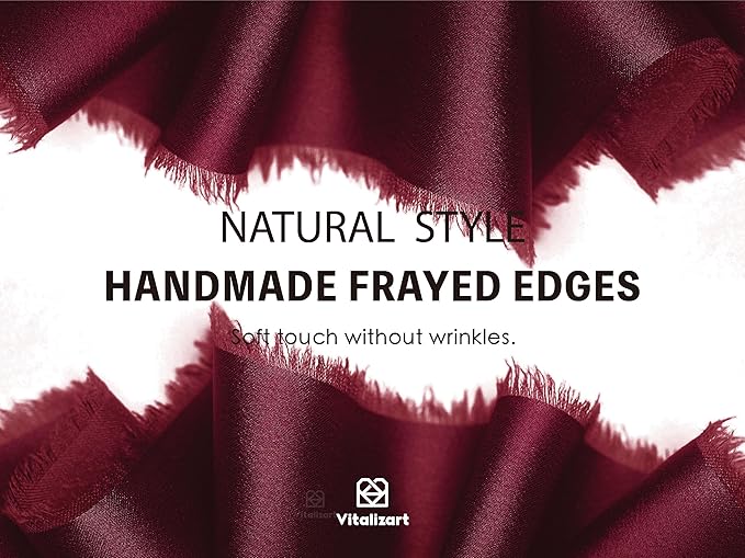 Vitalizart Silk Satin Ribbon 1-1/2 inch x 15 Yard Burgundy Red Handmade Frayed Ribbons for Gift Wrapping Baby Shower Wedding Bridal Bouquets Holiday Decor