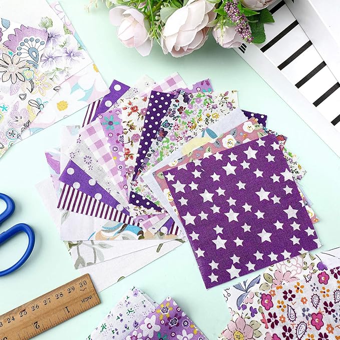 Ganeen 800 Pcs 4 x 4 Inch Cotton Fabric Squares Pre Cut Quilting Squares Printed Floral Patchwork Fabric Bundles for DIY Craft Sewing Clothing Accessory(Exquisite)