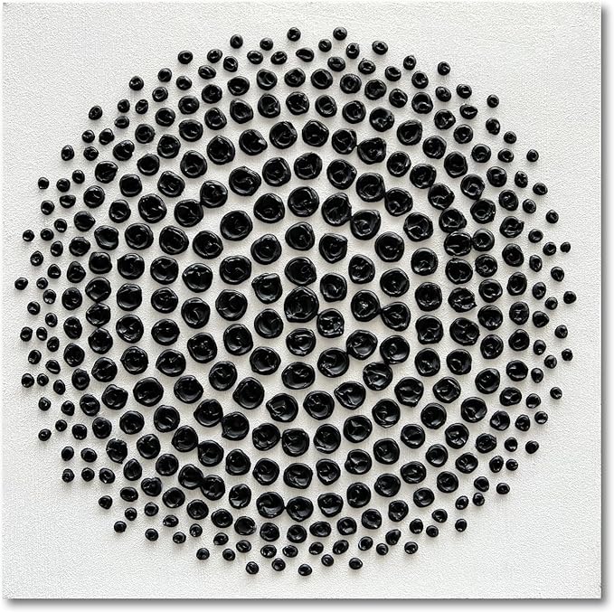 Art Hand Painted Black and White Abstract Texture Art Oil Painting Modern Art Canvas Wall Art Deco 24x24 inches