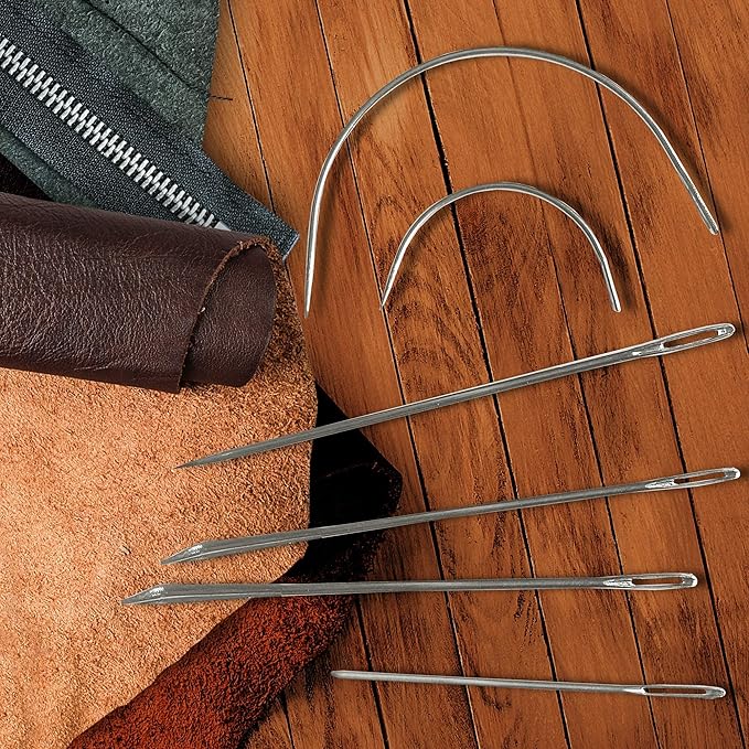 Heavy Duty Hand Sewing Needles Set - 12 Needles for Upholstery, Leather, Carpet Canvas Repair