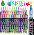Glitter Marker Pens, 36 Colors Metallic Shimmer Paint Pens, Art Markers for Kids Adults DIY Crafts Greeting Birthday Cards Making Poster Album Scrapbooking Wood