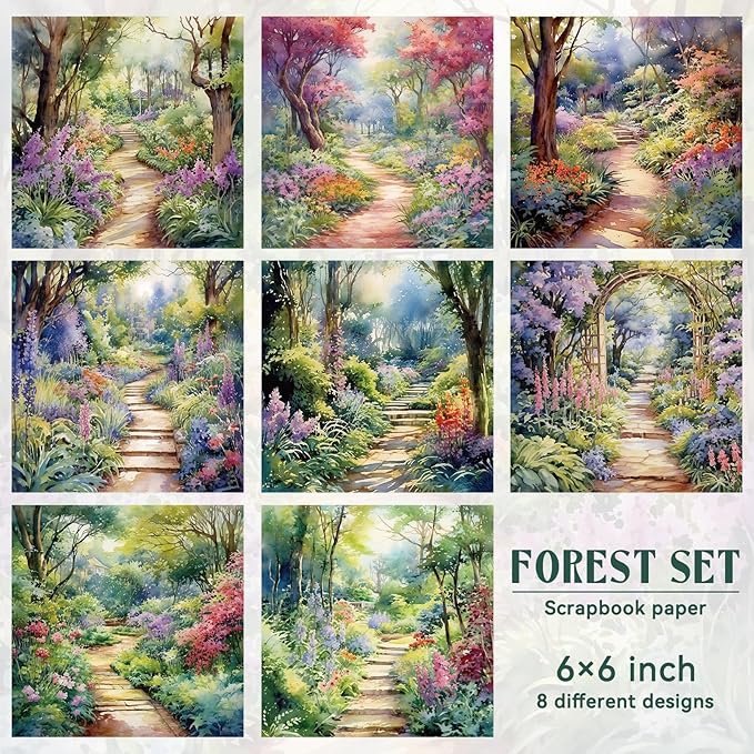 16 Sheets Scrapbook Paper, Vintage Decorative Scrapbook Supplies for Junk Journal Card Making Picture Art Collage DIY 6x6 inches