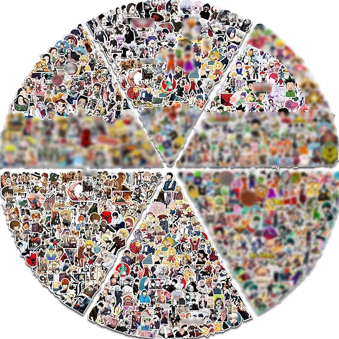 Arme Large Anime Stickers Mixed Pack,600Pcs Mixed with Classic Anime Theme Sticker Pack,Vinyl Waterproof Stickers and Decals for Bottles, Laptops, Skateboards&Notebooks, Sticker for Adults&Kids&Teens