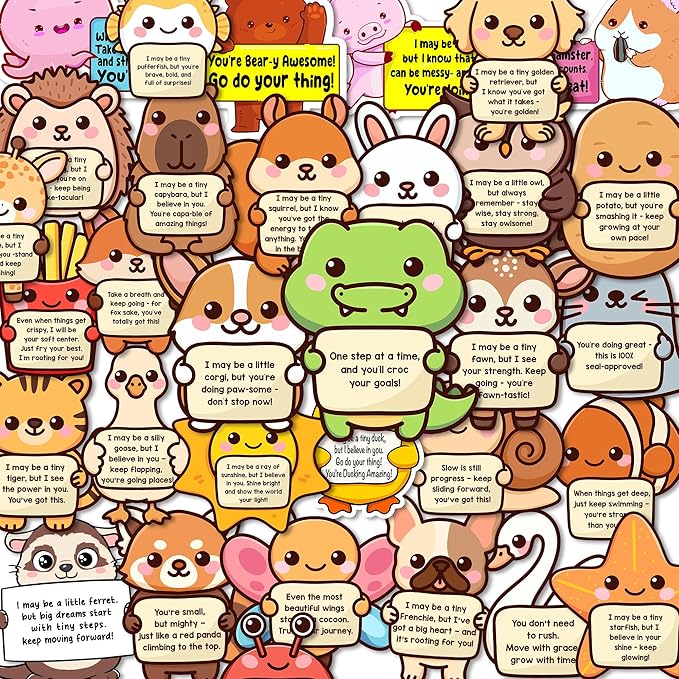 200PCS Emotional Support Animal Stickers – Affirmation Sticker Pack for Adults or Kids Cute Inspirational Buddies for Water Bottles, Laptops, Phones, Positive Quote Vinyl