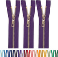 #5 Gold Metal Zipper - 50+ Colors - 3 PCS - (4-14 inches) Sizes - Luxury Lightweight Handcraft Metal Zippers with pulls for Purses Bags Pockets Shoes Sewing & Crafts DIY ZP02246