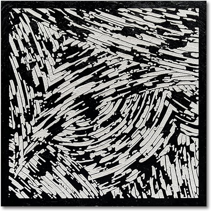 Art 24x24 inches Hand-Drawn Black and White Abstract Three-Dimensional Texture Art Oil Painting in Modern Minimalist Style. Suitable for Wall Decoration in Home Offices
