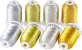 New brothread 8pcs (4 Gold+4 Silver Colors) Metallic Embroidery Machine Thread Kit 500M (550Y) Each Spool for Computerized Embroidery and Decorative Sewing - Assortment 2