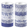 12 Pcs blue and white porcelain Washi Tape Maple Leaf Print Masking Tape Pumpkin Pattern Decorative Paper Sticker for Fall Party Holiday Scrapbook DIY Craft Gift Wrapping Handbook Sticker