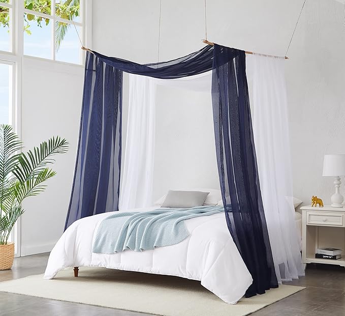 Warm Home Designs Wedding Arch Draping Fabric Bundle - 24 Feet Scarves in Navy Blue & White for Wedding Decoration. AD White & Navy 288”