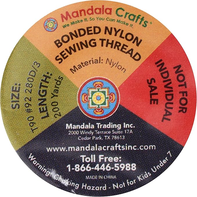 Mandala Crafts Size 92 280D T90 Bonded Nylon Thread - 12 Neutral Colors 2400 YDs Tex 90 Heavy Duty Sewing Threads for Leather, Jeans, Weaving, Outdoor Marine Upholstery