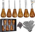 Premium Wood Carving Tools Set of 6 Pcs - Wood Carving Kit with Gloves for Woodcarving with Ash Handles Wood Carving set of Palm Gouges & Flat Chisels for Beginners to Whittling in Different Shapes