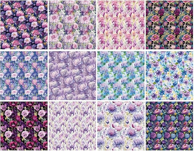 Purple Floral Scrapbook Paper Pad Color Flower Patterned Paper 6×6,24 Sheets Single-Sided Floral Scrapbooking CardStock Papers Pad for Holiday Cardmaking DIY Origami Journaling.
