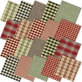 Hahafelt 10 Pcs Red and Green Buffalo Check Quilting Fabric Bundles 20 x 20 Inch Primitive Fat Quarters by The Yard Square Gingham Fabric Scraps Sewing Precut Patchwork for Vintage DIY Craft Decor