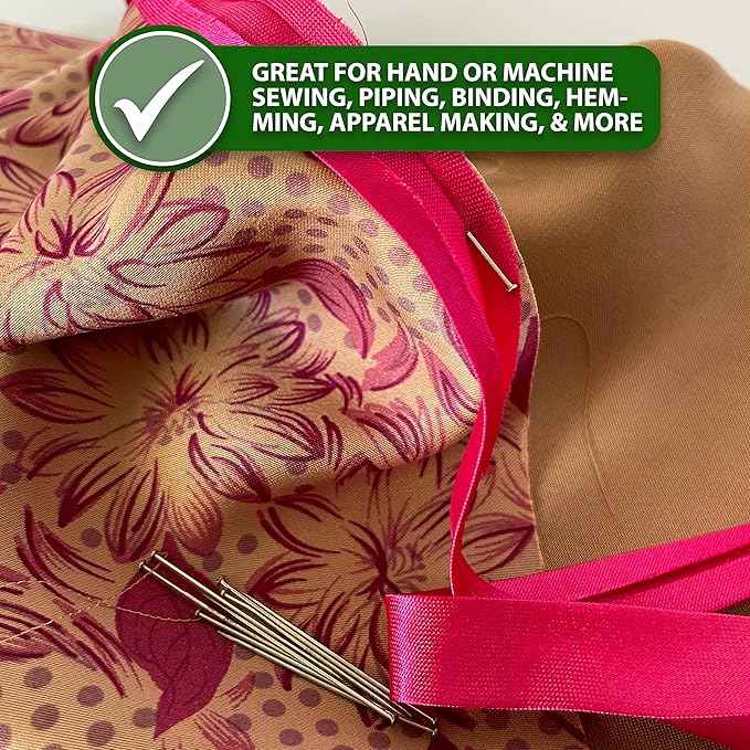 Mandala Crafts 55 Yards 1/2 Inch Metallic Gold Double Fold Bias Tape for Sewing - Bias Binding Tape for Quilting Binding, Hemming, Seam, and Fabric Piping