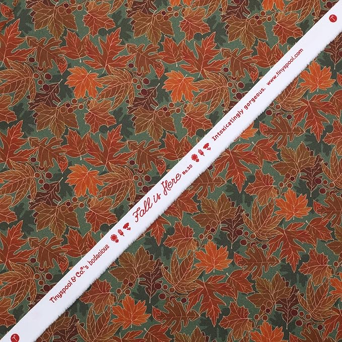 Tinyspool & Co. 100% American Cotton Fabric – 3 Yard Cut Quilting Fabric – Prewashed Preshrunk Yardage for Quilt Backing Borders Binding Sewing Crafts – Fall is Here No.20 – Rustic Green