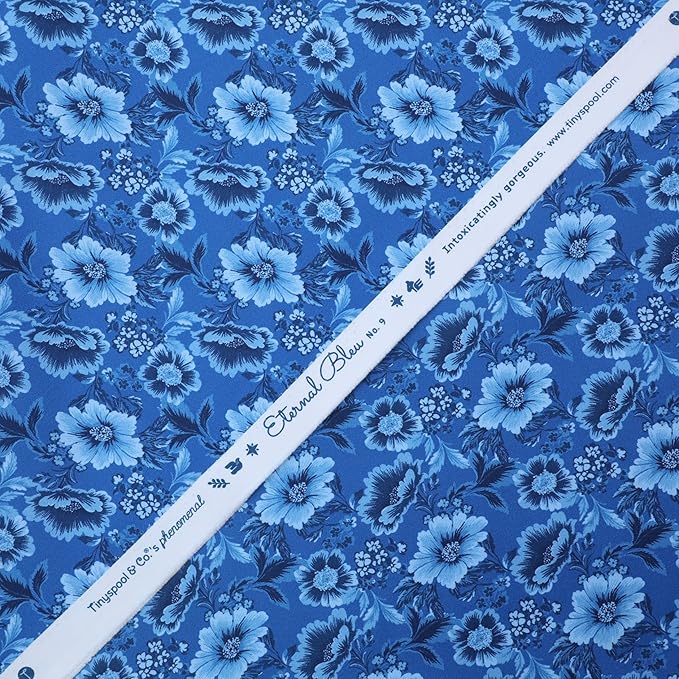 Tinyspool & Co. Quilting Bundle – Eternal Bleu Jelly Roll + 3-Yard Fabric for Each Print: No.9 – Oriental Blue, No.14 – Summer Blue, No.15 – Baby Blue