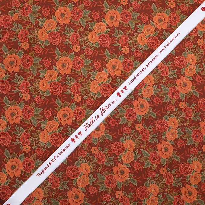 Tinyspool & Co. 100% American Cotton Fabric – 3 Yard Cut Quilting Fabric – Prewashed Preshrunk Yardage for Quilt Backing Borders Binding Sewing Crafts – Fall is Here No.9 – Oriental Red